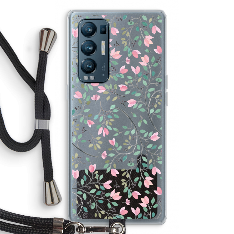 Sierlijke bloemen: Oppo Find X3 Neo Transparant Hoesje met koord
