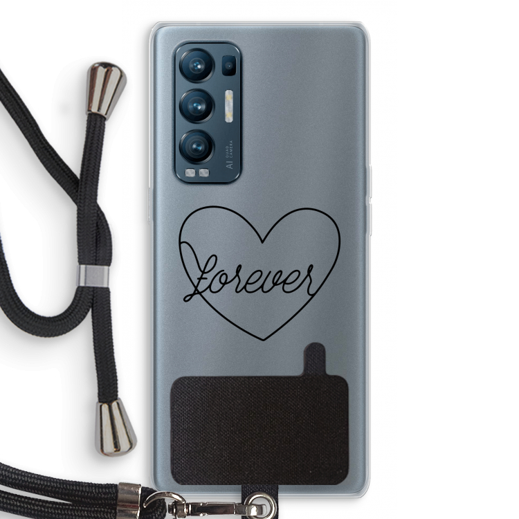 Forever heart black: Oppo Find X3 Neo Transparant Hoesje met koord