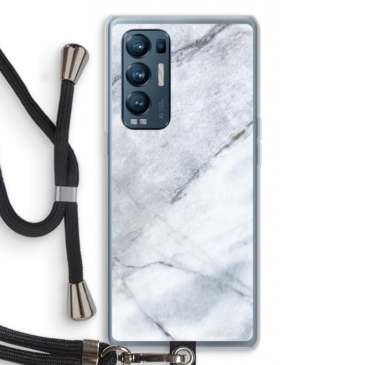 Witte marmer: Oppo Find X3 Neo Transparant Hoesje met koord