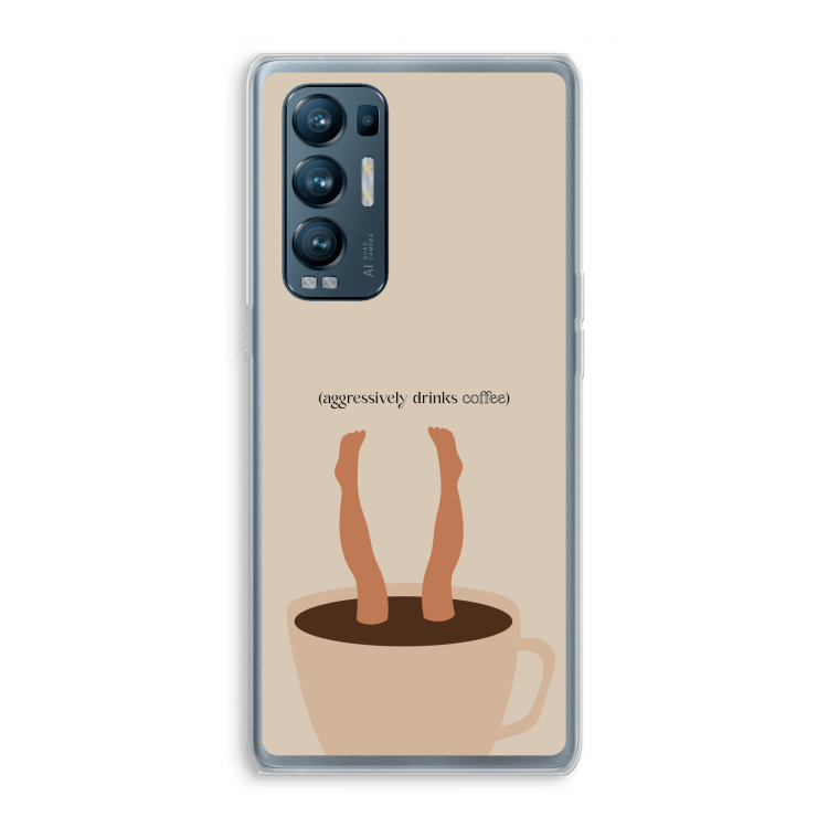 Aggressively drinks coffee: Oppo Find X3 Neo Transparant Hoesje