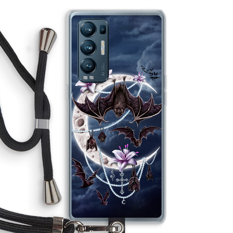 Vleermuizen Maan: Oppo Find X3 Neo Transparant Hoesje met koord