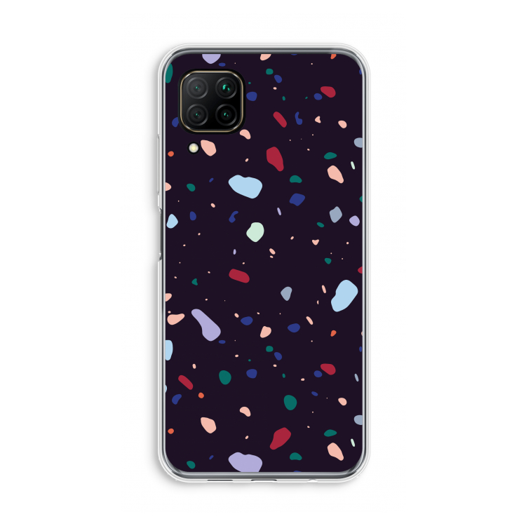 Dark Rounded Terrazzo: Huawei P40 Lite Transparant Hoesje