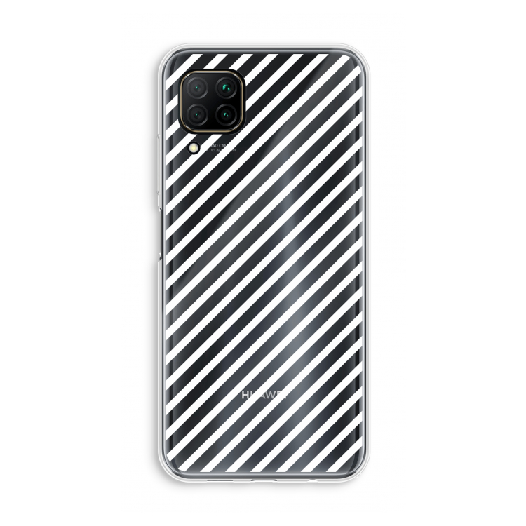 Strepen zwart-wit: Huawei P40 Lite Transparant Hoesje