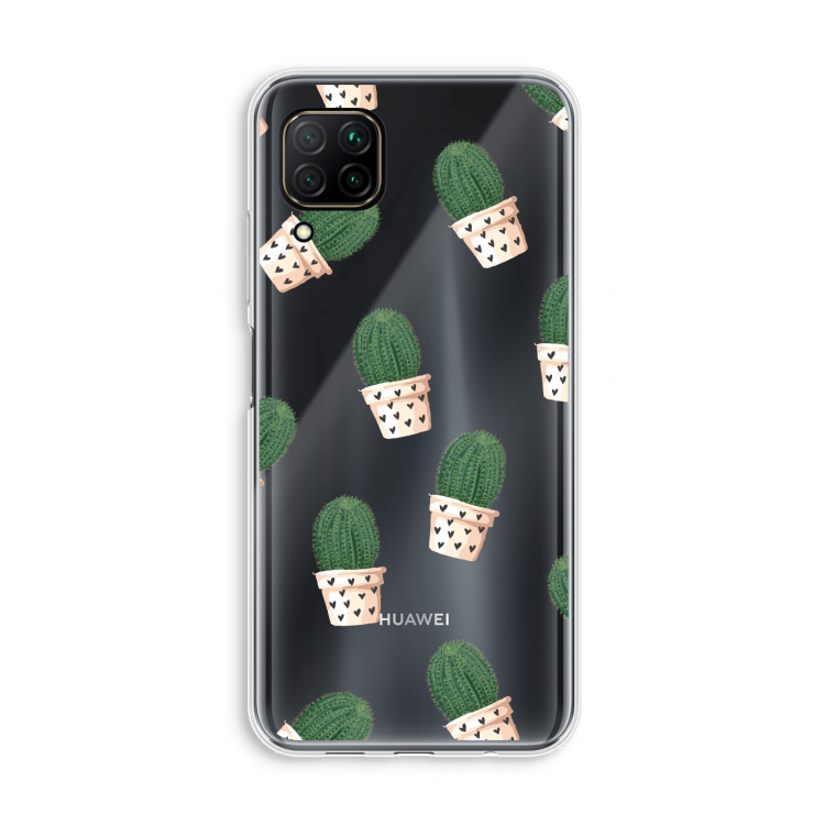 Cactusprint roze: Huawei P40 Lite Transparant Hoesje