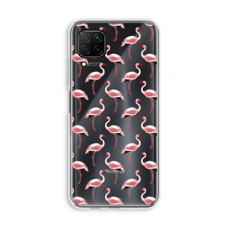 Flamingoprint groen: Huawei P40 Lite Transparant Hoesje
