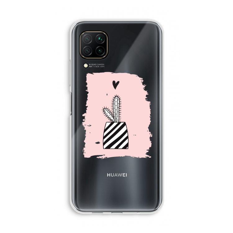 Zwart-wit cactus: Huawei P40 Lite Transparant Hoesje