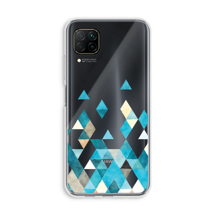 Gekleurde driehoekjes blauw: Huawei P40 Lite Transparant Hoesje
