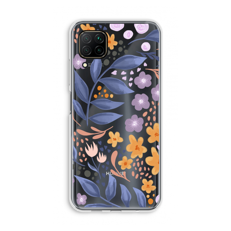 Flowers with blue leaves: Huawei P40 Lite Transparant Hoesje