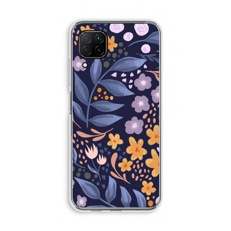 Flowers with blue leaves: Huawei P40 Lite Transparant Hoesje