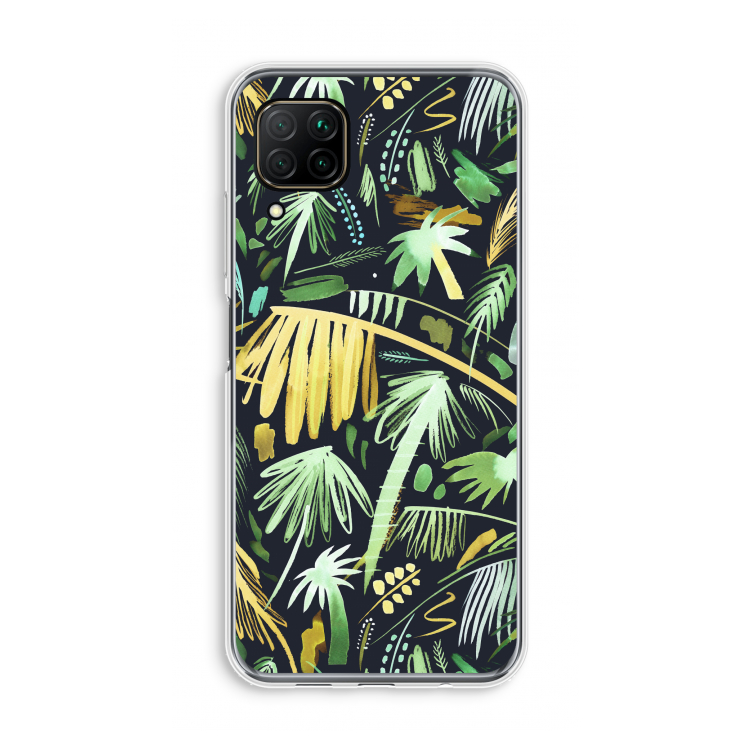 Tropical Palms Dark: Huawei P40 Lite Transparant Hoesje
