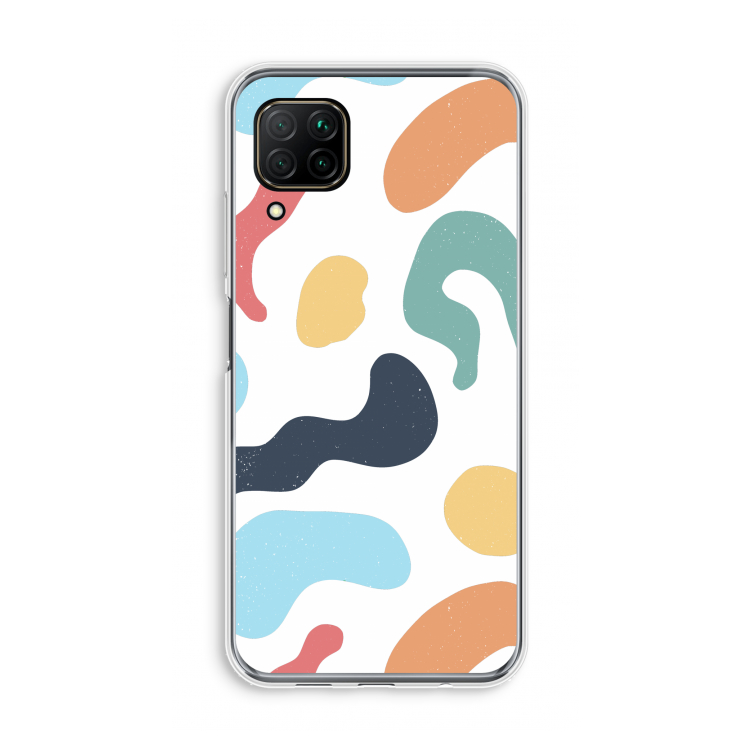 Memphis Shapes Blue: Huawei P40 Lite Transparant Hoesje