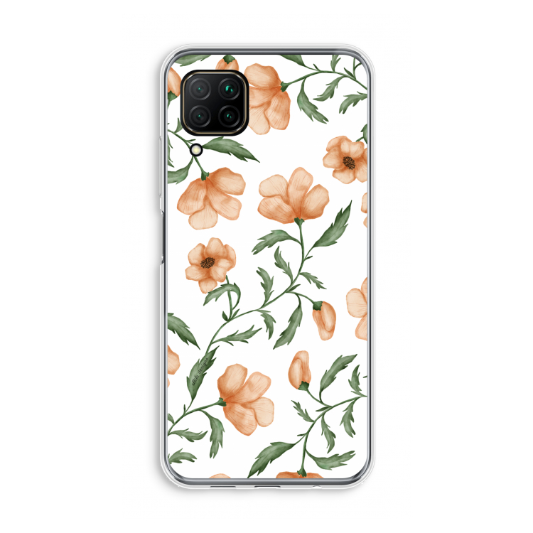 Peachy flowers: Huawei P40 Lite Transparant Hoesje