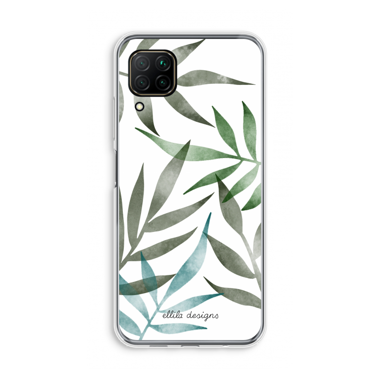 Tropical watercolor leaves: Huawei P40 Lite Transparant Hoesje