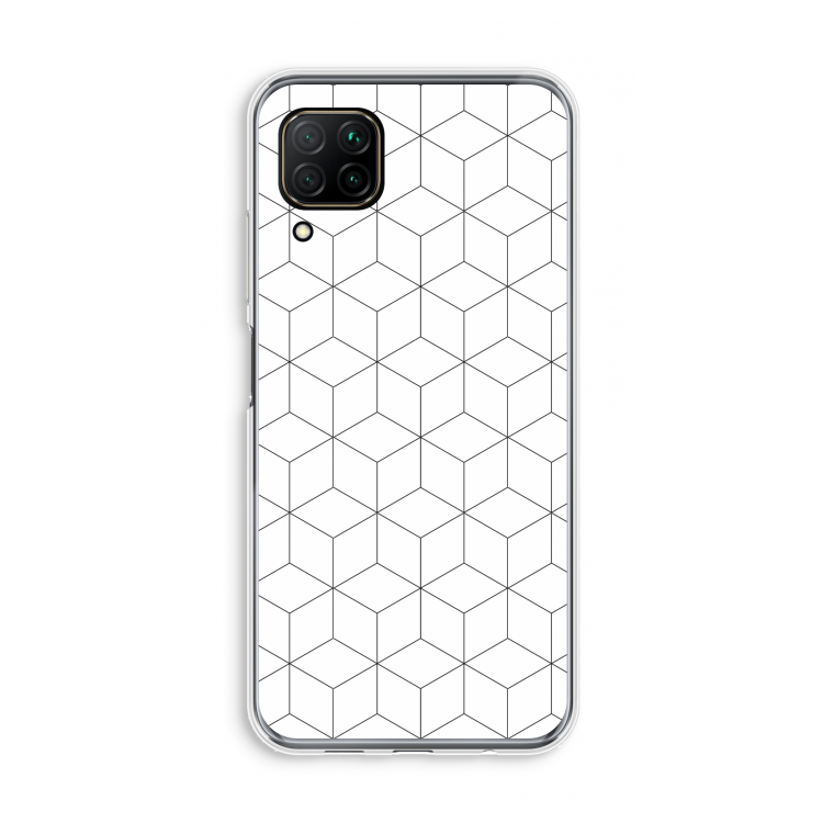 Zwart-witte kubussen: Huawei P40 Lite Transparant Hoesje