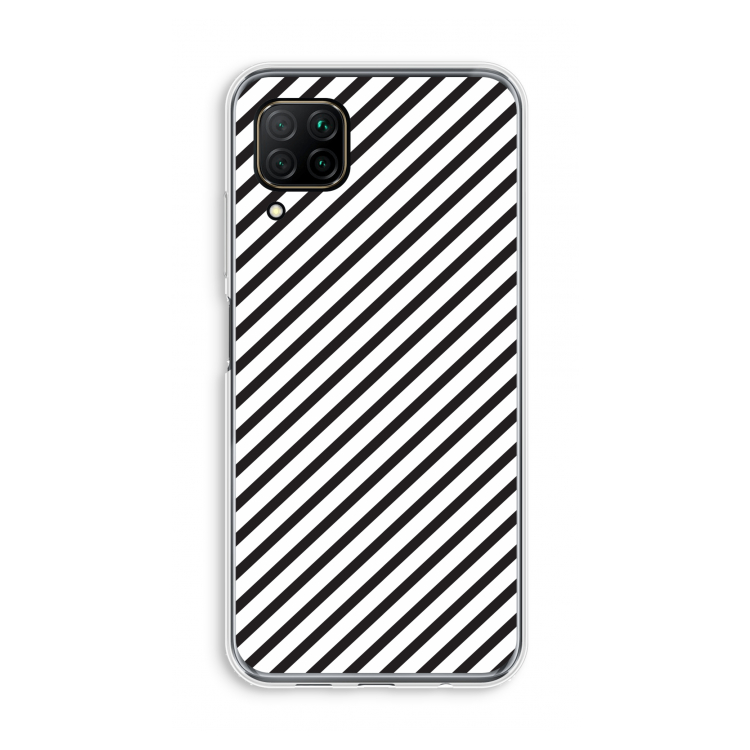 Strepen zwart-wit: Huawei P40 Lite Transparant Hoesje