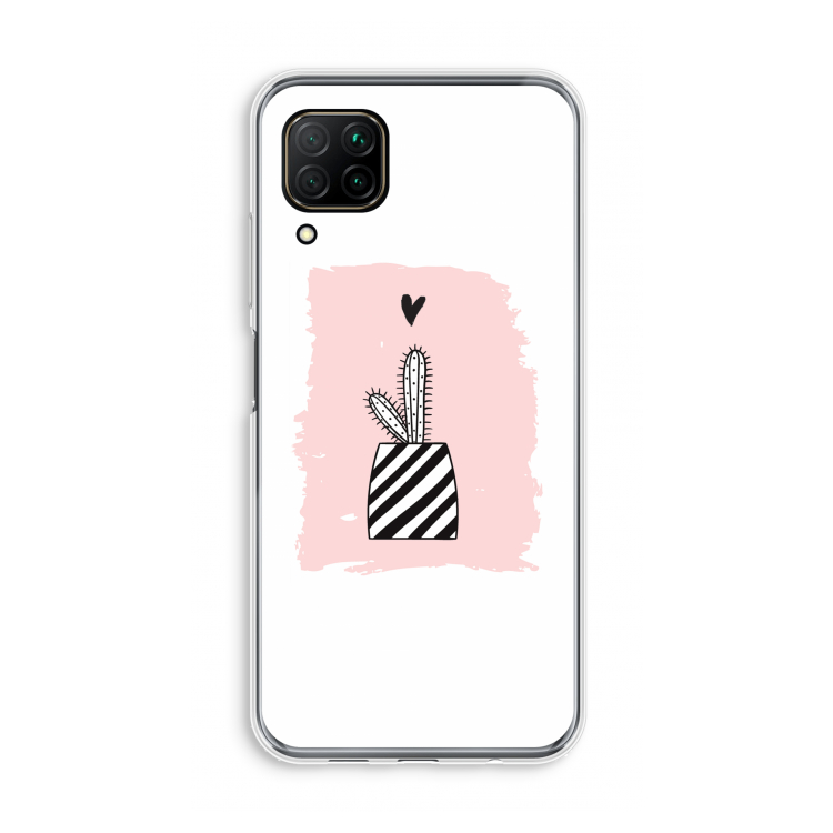 Zwart-wit cactus: Huawei P40 Lite Transparant Hoesje