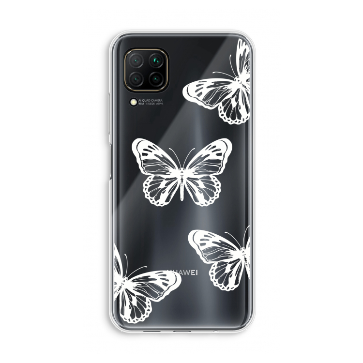 White butterfly: Huawei P40 Lite Transparant Hoesje
