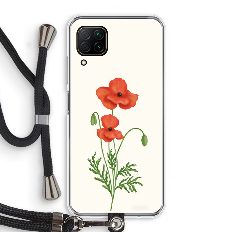 Red poppy: Huawei P40 Lite Transparant Hoesje met koord