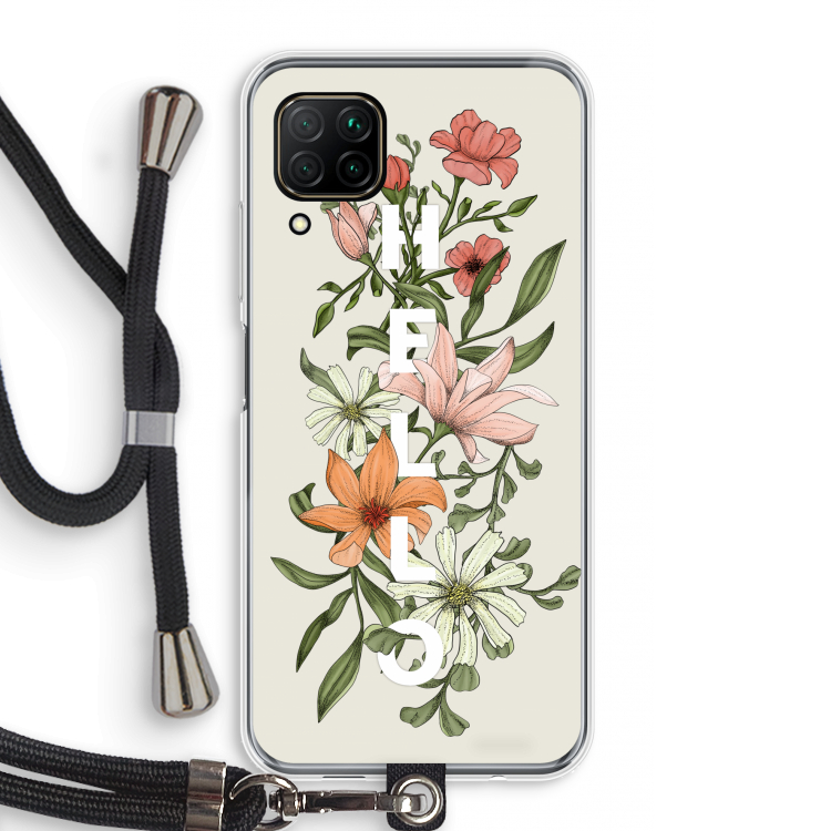 Hello bloemen: Huawei P40 Lite Transparant Hoesje met koord