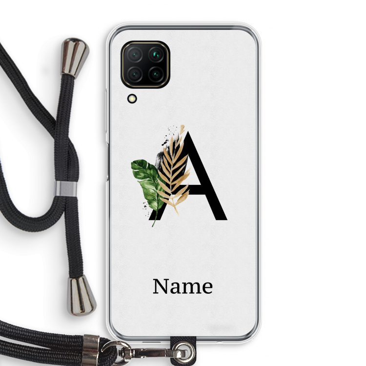 Charcoal Flora: Huawei P40 Lite Transparant Hoesje met koord