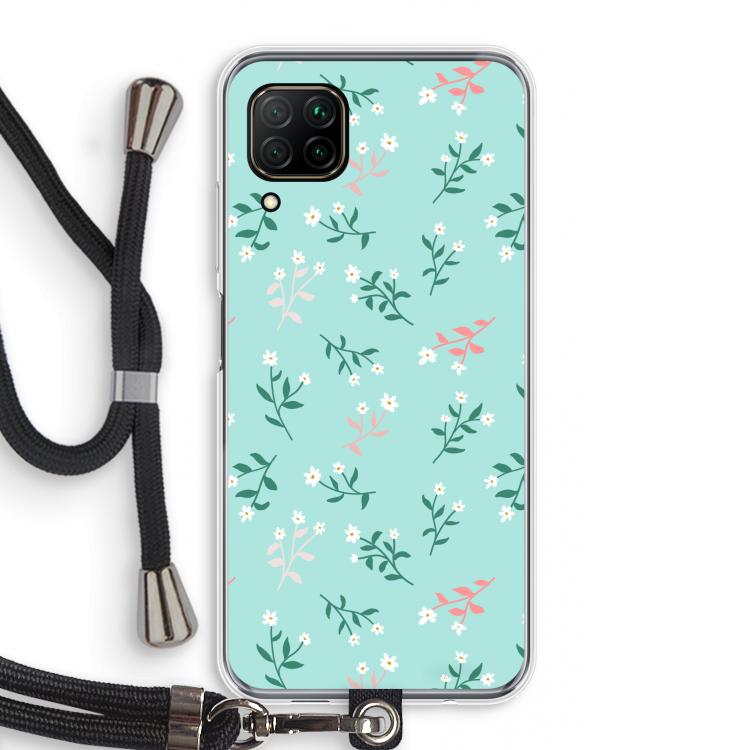 Small white flowers: Huawei P40 Lite Transparant Hoesje met koord