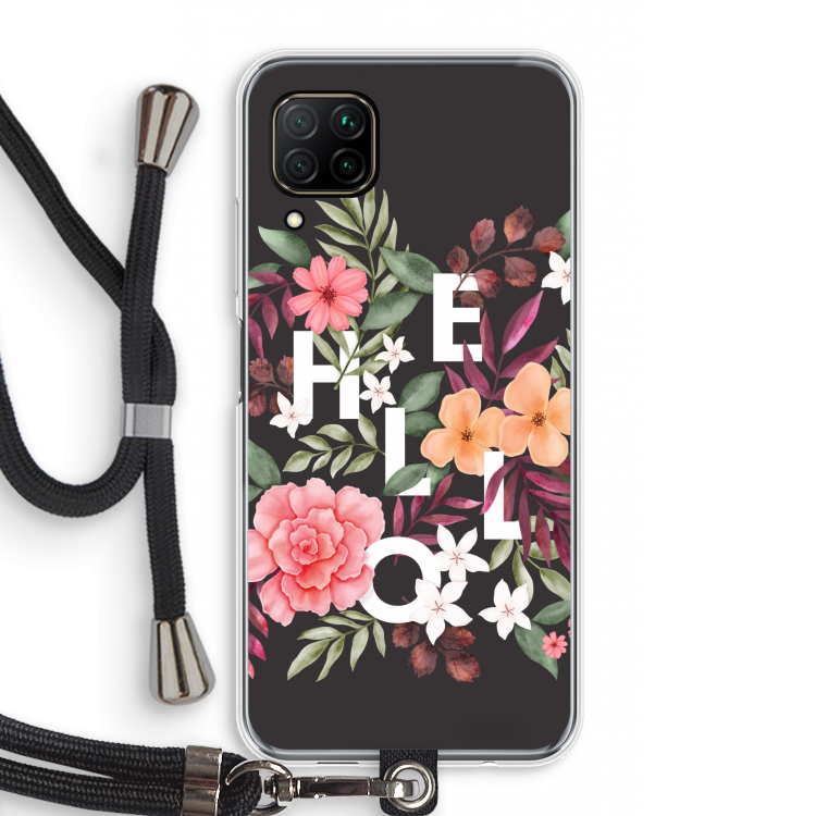 Hello in flowers: Huawei P40 Lite Transparant Hoesje met koord