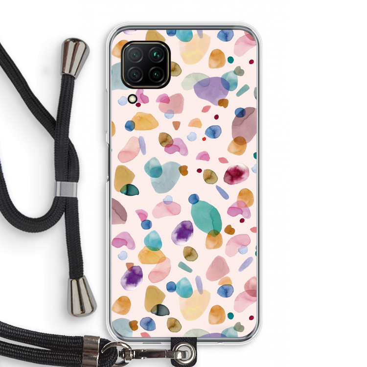 Terrazzo Memphis Pink: Huawei P40 Lite Transparant Hoesje met koord