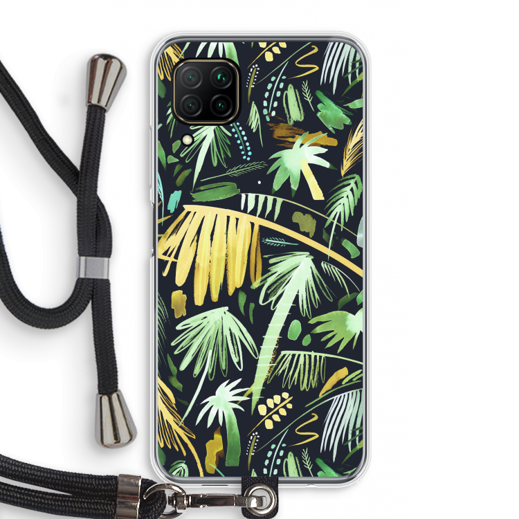 Tropical Palms Dark: Huawei P40 Lite Transparant Hoesje met koord