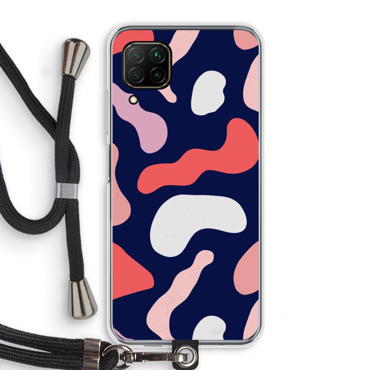 Memphis Shapes Pink: Huawei P40 Lite Transparant Hoesje met koord