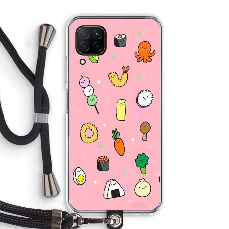 Happy bento friends: Huawei P40 Lite Transparant Hoesje met koord