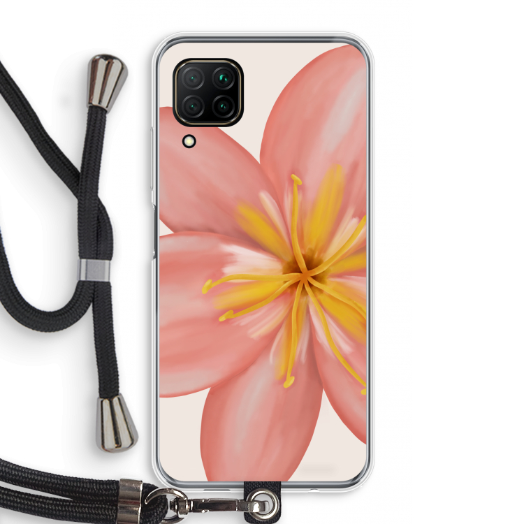 Pink Ellila Flower: Huawei P40 Lite Transparant Hoesje met koord