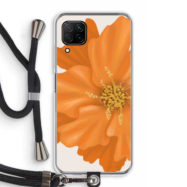Orange Ellila flower: Huawei P40 Lite Transparant Hoesje met koord