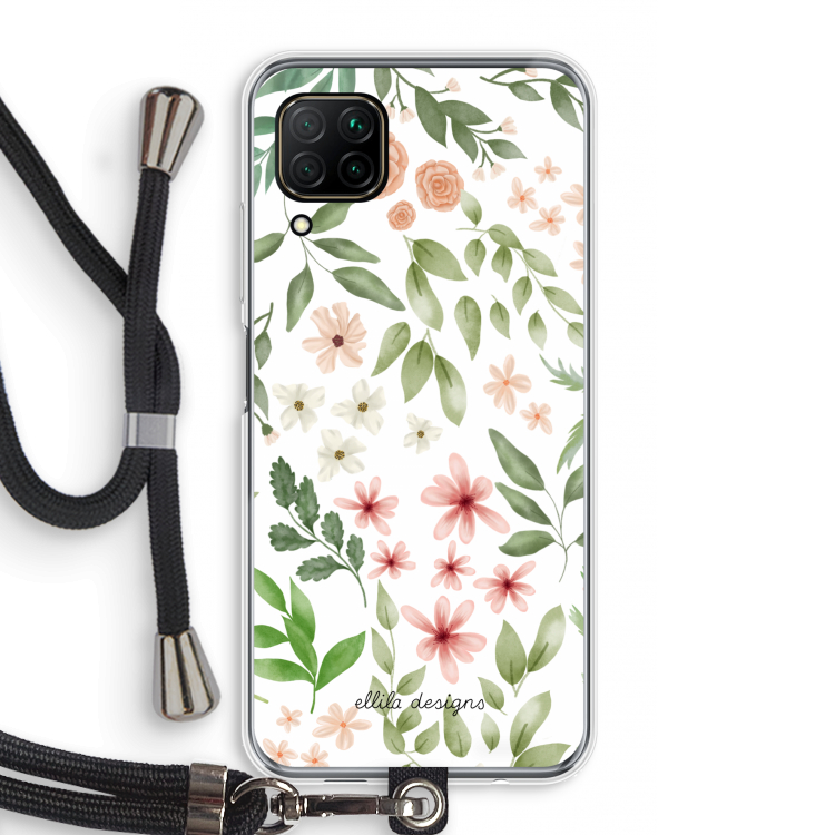 Botanical sweet flower heaven: Huawei P40 Lite Transparant Hoesje met koord