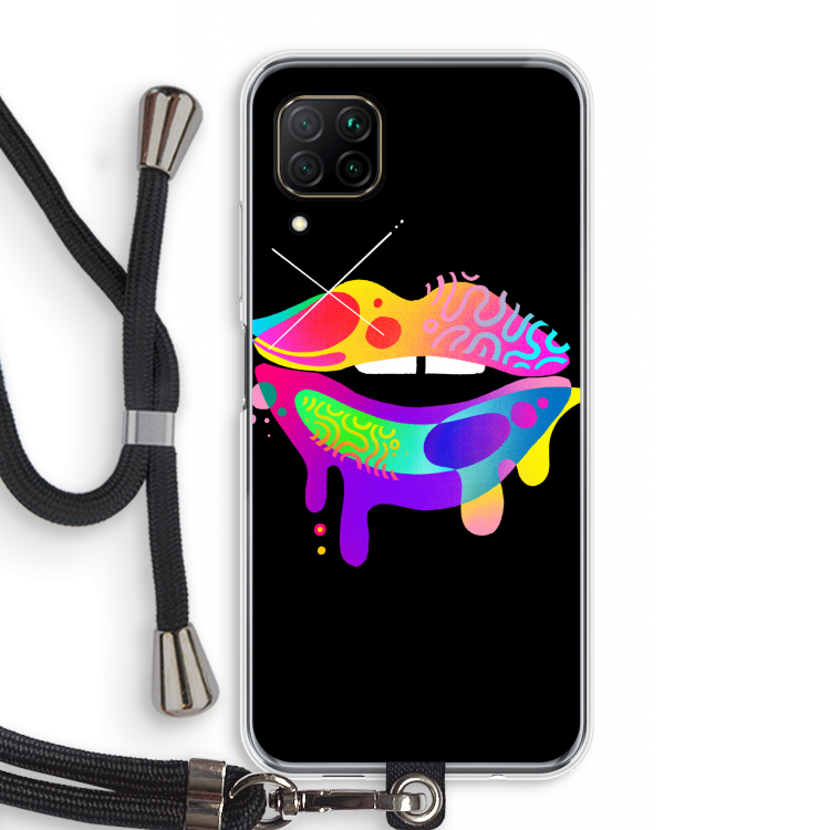 Lip Palette: Huawei P40 Lite Transparant Hoesje met koord