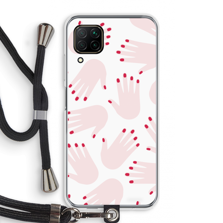 Hands pink: Huawei P40 Lite Transparant Hoesje met koord