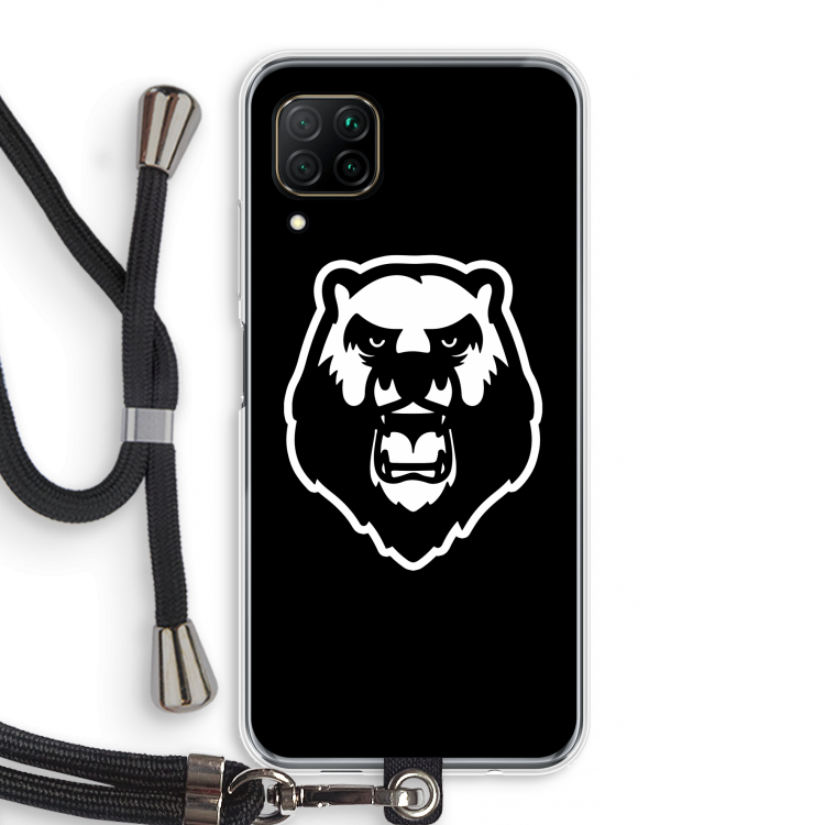 Angry Bear (black): Huawei P40 Lite Transparant Hoesje met koord