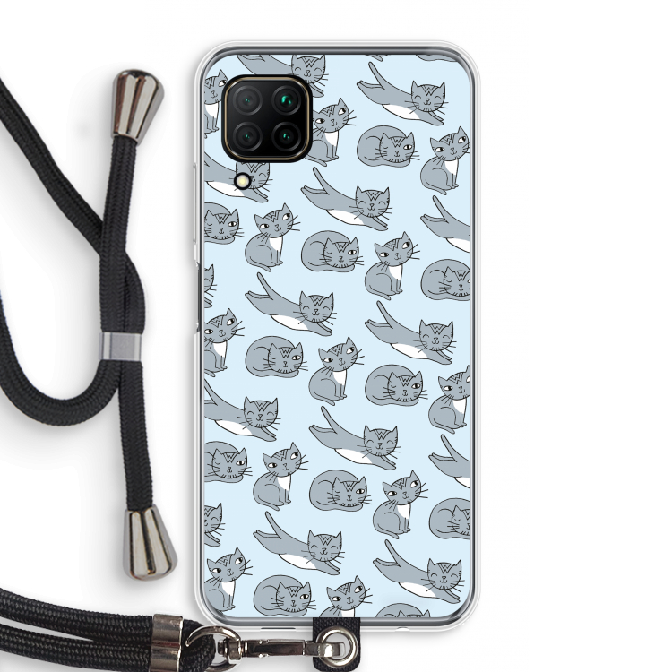 Poezen: Huawei P40 Lite Transparant Hoesje met koord