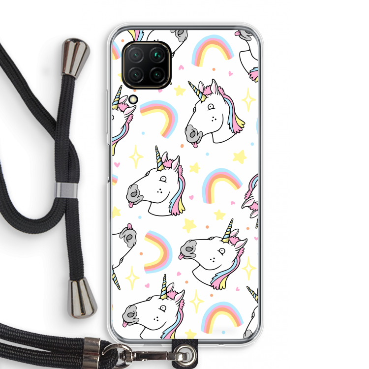 Rainbow Unicorn: Huawei P40 Lite Transparant Hoesje met koord