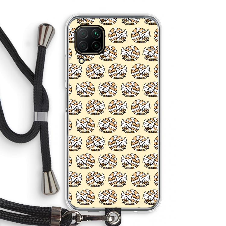 Slapende poes: Huawei P40 Lite Transparant Hoesje met koord