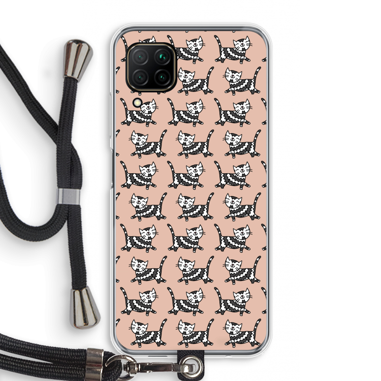 Zwarte poes: Huawei P40 Lite Transparant Hoesje met koord