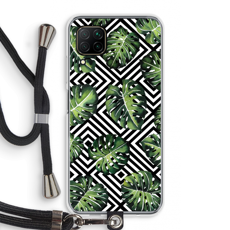 Geometrische jungle: Huawei P40 Lite Transparant Hoesje met koord
