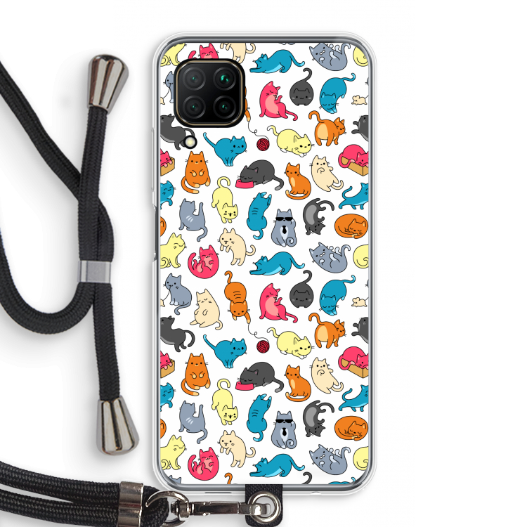 Kleurrijke katten: Huawei P40 Lite Transparant Hoesje met koord