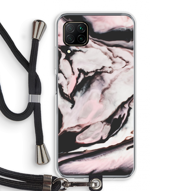 Roze stroom: Huawei P40 Lite Transparant Hoesje met koord