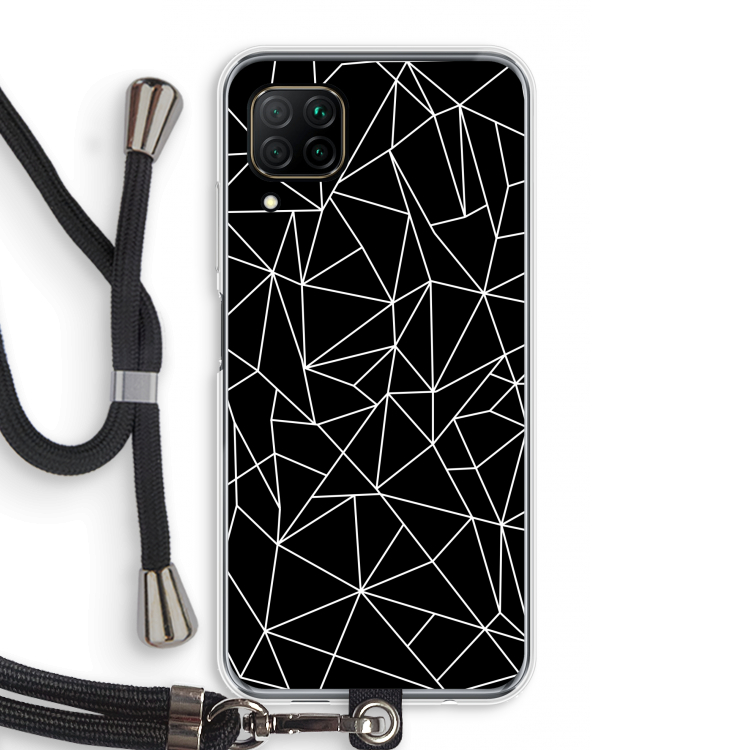 Geometrische lijnen wit: Huawei P40 Lite Transparant Hoesje met koord