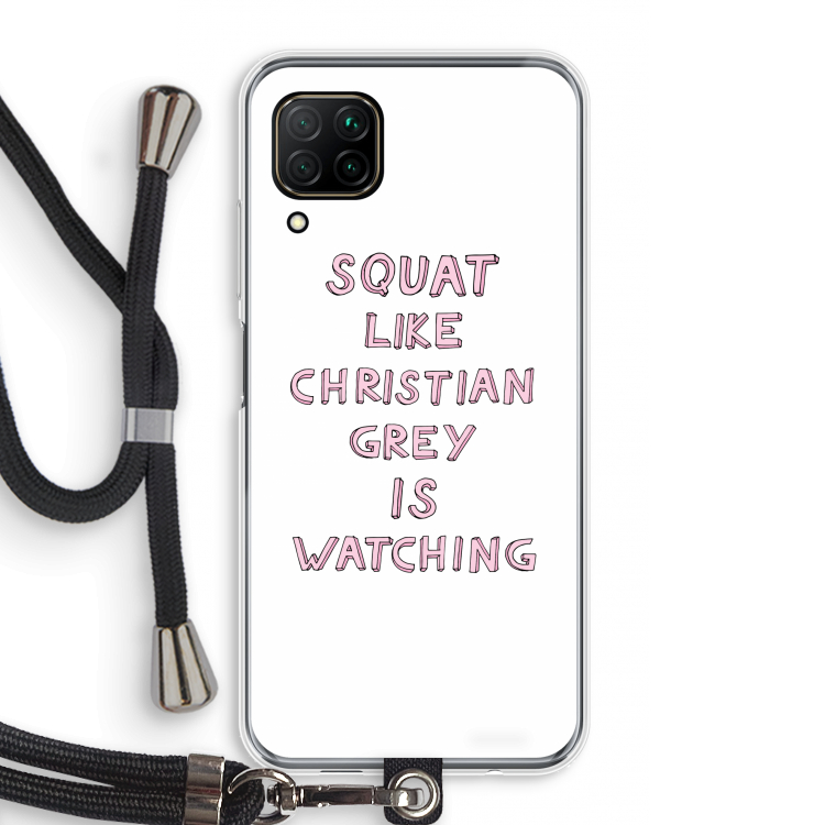 Christian Grey: Huawei P40 Lite Transparant Hoesje met koord