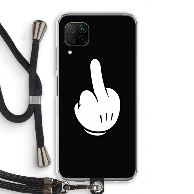 Middle finger black: Huawei P40 Lite Transparant Hoesje met koord
