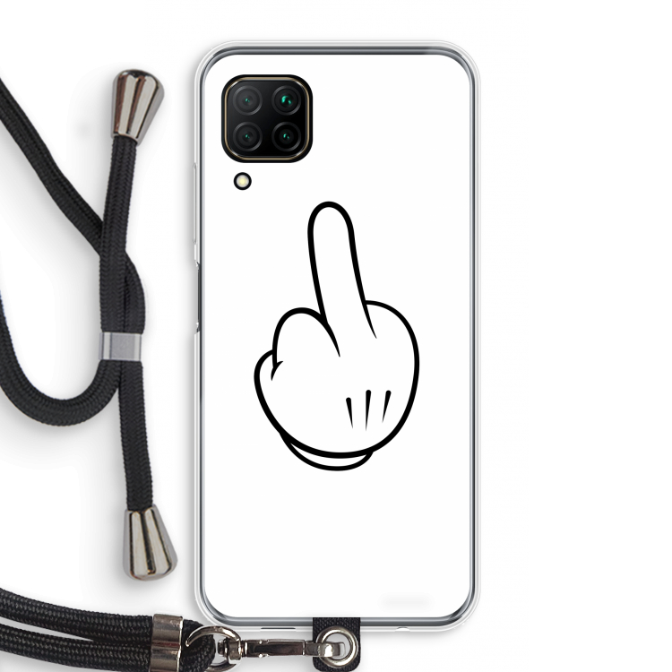 Middle finger white: Huawei P40 Lite Transparant Hoesje met koord