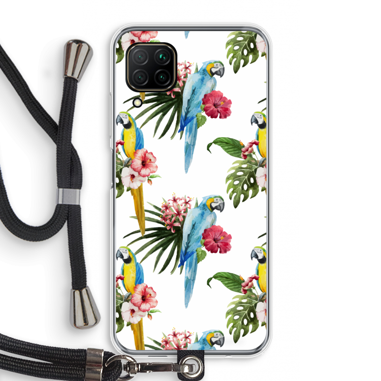 Kleurrijke papegaaien: Huawei P40 Lite Transparant Hoesje met koord