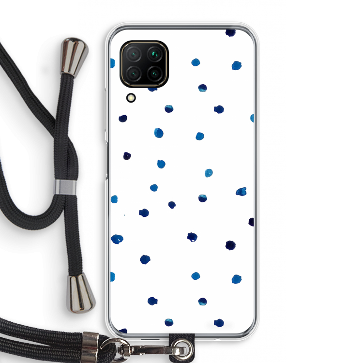 Blauwe stippen: Huawei P40 Lite Transparant Hoesje met koord