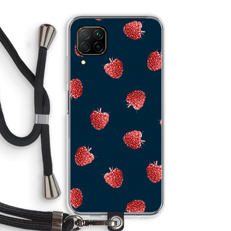 Framboosjes: Huawei P40 Lite Transparant Hoesje met koord